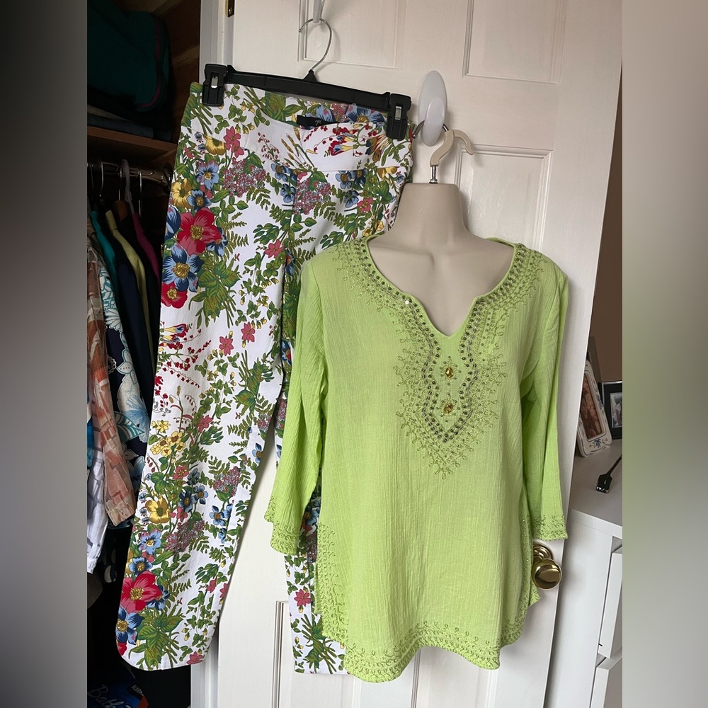 Chico’s 3/4 sleeves shirt and pants